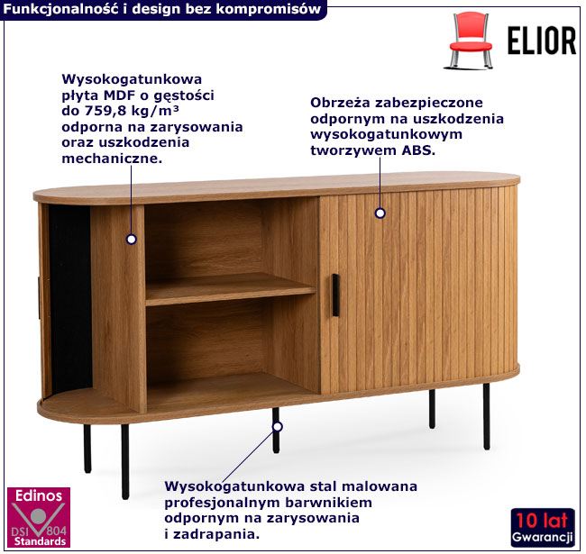 Komoda na metalowej podstawie Gavina dąb