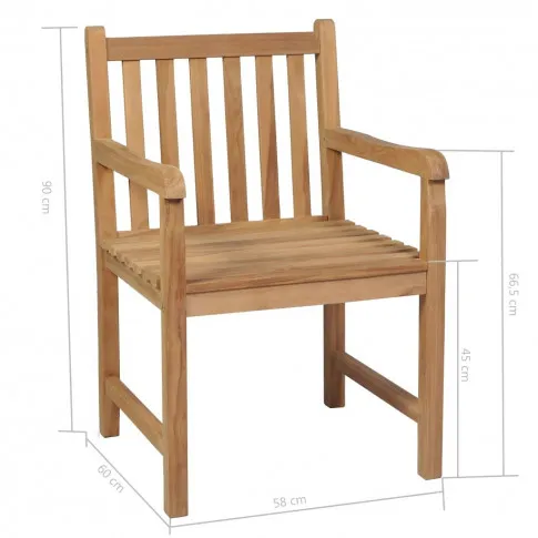 Wymiary krzesła z zestawu drewnianych mebli ogrodowych Trina 4X
