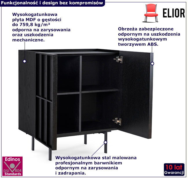 Czarna komoda na nóżkach Vestila