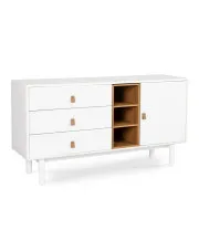 Biała nowoczesna komoda na nóżkach 140 cm - Arella 3X w sklepie Edinos.pl