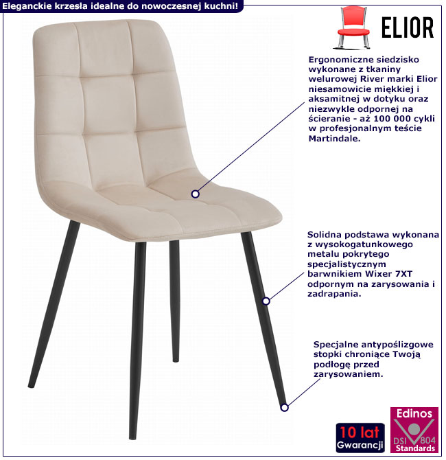 Beżowe krzesło metalowe z kompletu Besti