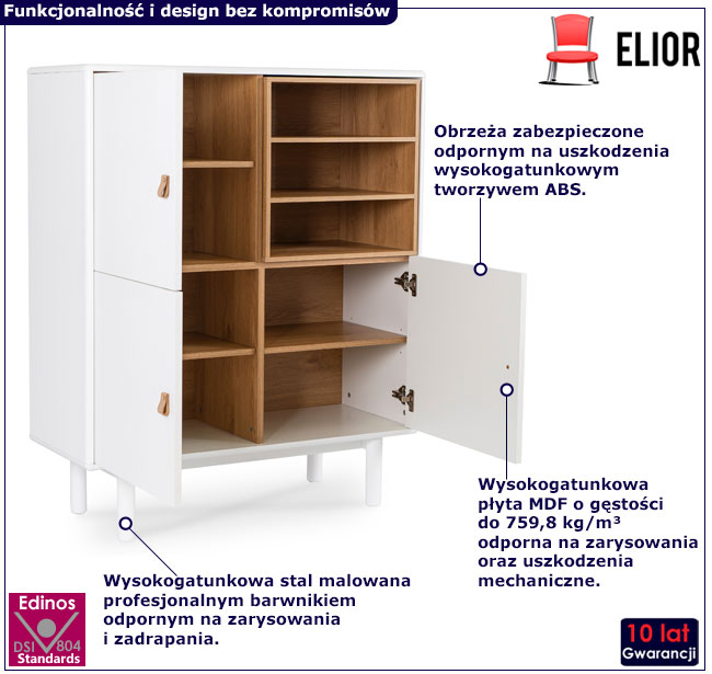 Czarna długa nowoczesna komoda na nóżkach Ofro 4X