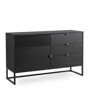 Czarna duża komoda na metalowej podstawie - Vinti w sklepie Edinos.pl