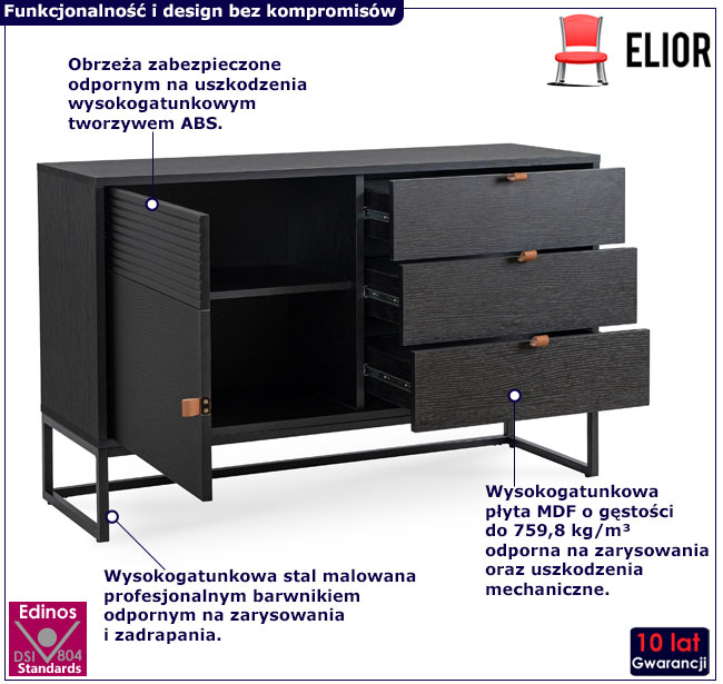 Nowoczesna duża komoda na metalowej podstawie Vinti