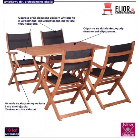 Szczegółowe zdjęcie nr 10 produktu Zestaw mebli ogrodowych Frokter - brązowo-czarny