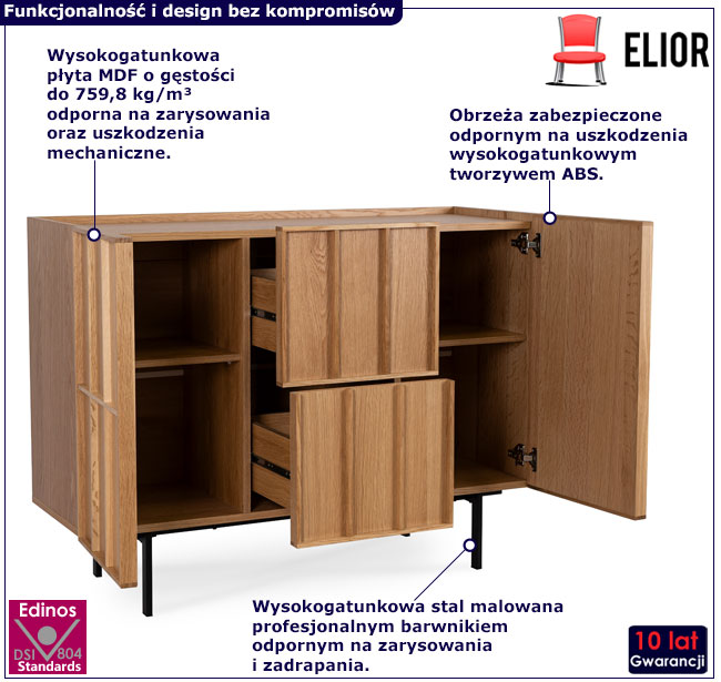 Komoda na nóżkach w kolorze dębu Vestila