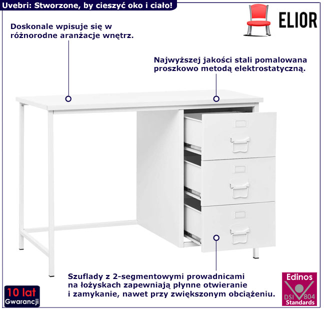 Białe metalowe biurko Upro