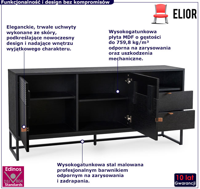 Czarna duża komoda Rosetta