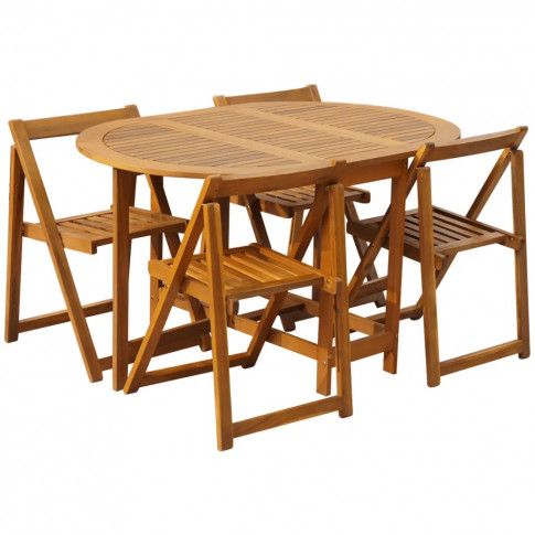Fotografia Zestaw drewnianych mebli ogrodowych Orik - brązowy z kategorii Stoły, krzesła, ławki