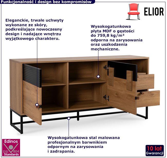 Nowoczesna komoda na metalowej podstawie Rosetta