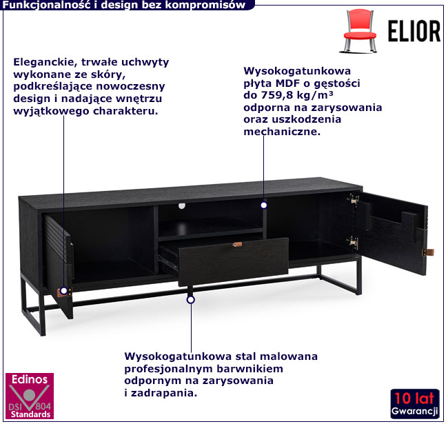 Czarna nowoczesna szafka RTV Pesti 4X