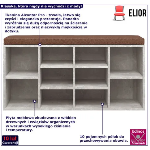 Szafka na buty z siedziskiem Ilopri kolor beton