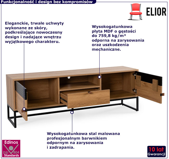 Nowoczesna szafka RTV Pesti 4X dąb