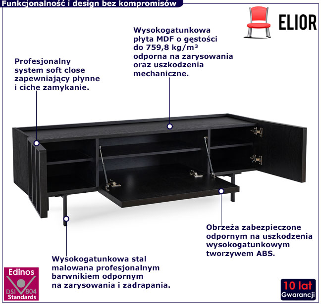 Czarna szafka RTV Princ 5X 