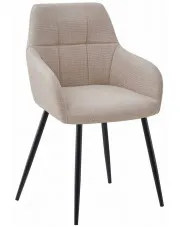 Beżowe tapicerowane krzesło z podłokietnikami - Fiorentina w sklepie Edinos.pl