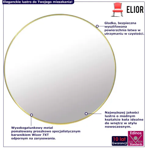 Okrągłe złote lustro ścienne Pireo 40 cm