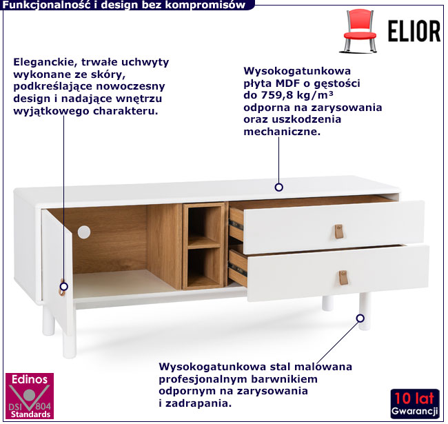 Biała szafka RTV na nóżkach Ofro 5X
