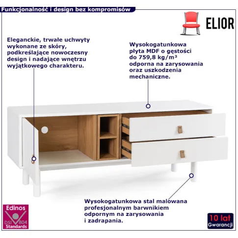 Biała skandynawska szafka pod telewizor Arella 5X