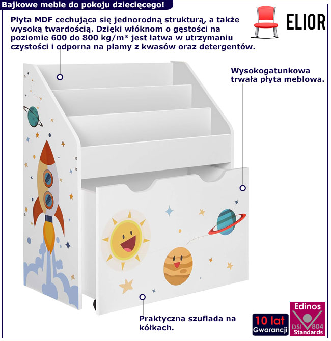 Regał dziecięcy z szufladą na zabawki Lidofi