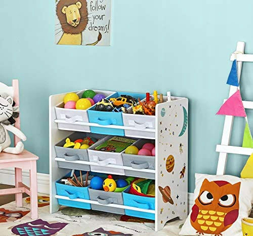 Pokój dziecięcy z wykorzystaniem regału z pudełkami Saliop