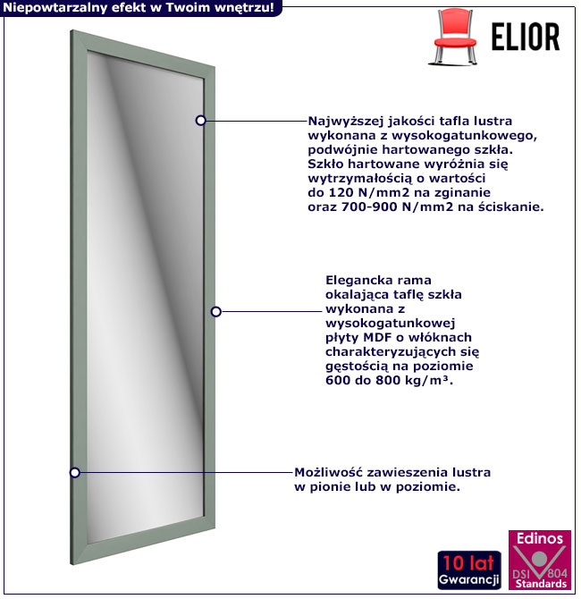 Prostokątne wiszące lustro wiszące Enlo