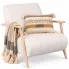 Fotel wypoczynkowy z drewnianymi podłokietnikami ecru - Merti 3X