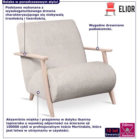 Kremowy fotel drewniany Kadion 3X