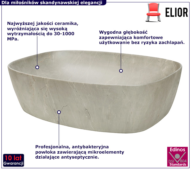 Prostokątna umywalka nablatowa Solvay 3X 3X