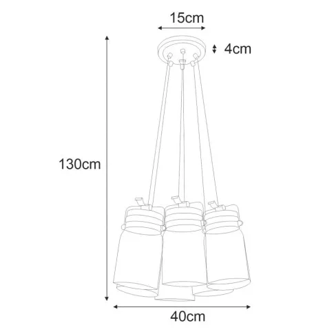 Rysunek z wymiarami lampy A782-Hetira