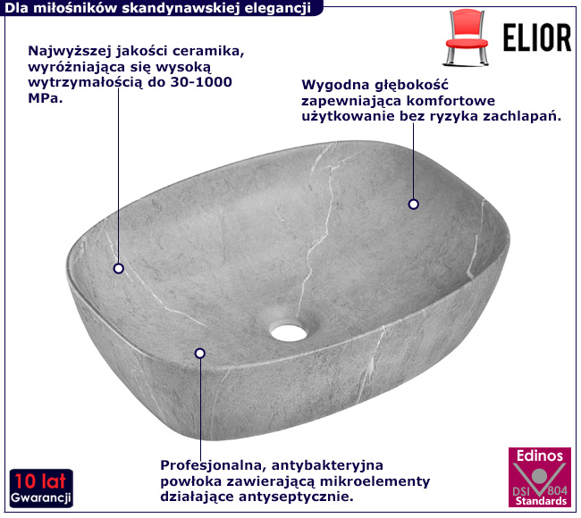 Prostokątna umywalka nablatowa Solvay 4X 4X