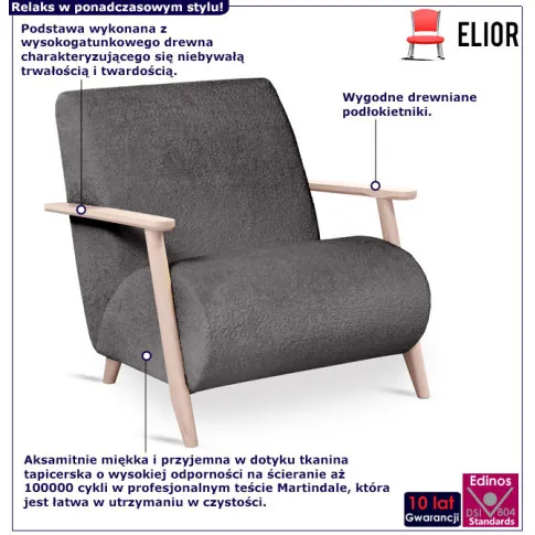 Drewniany fotel Kadion 3X grafit