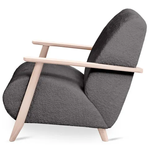 Grafitowy fotel z drewnianymi podłokietnikami Kadion 3X