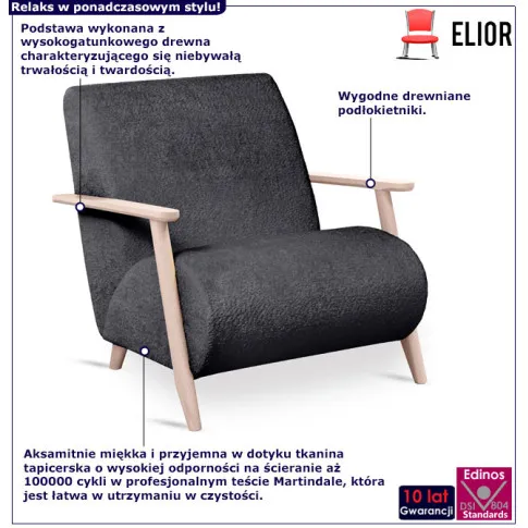 Czarny fotel tapicerowany Kadion 3X