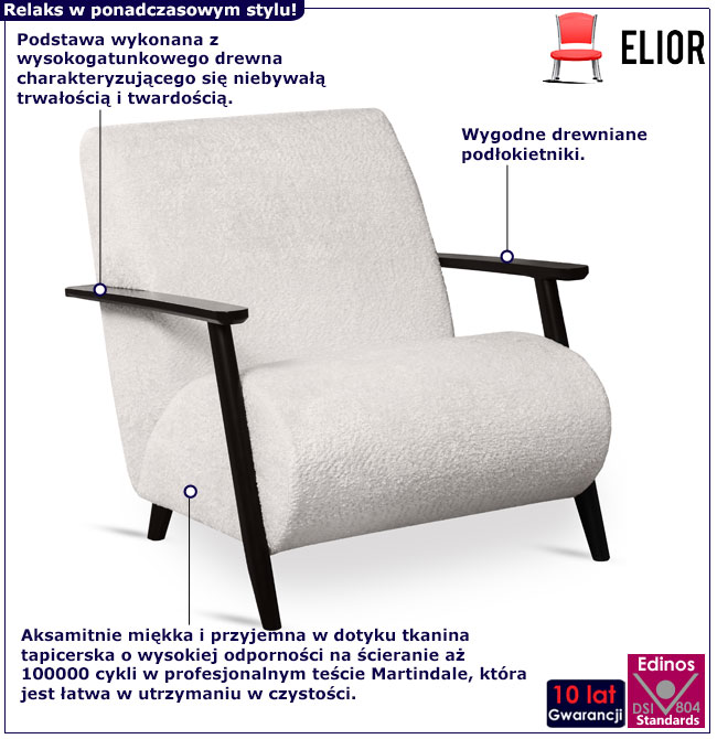 Fotel z drewnianymi podłokietnikami Merti 4X ecru