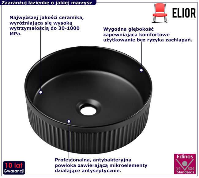 Okrągła umywalka nablatowa Lukka