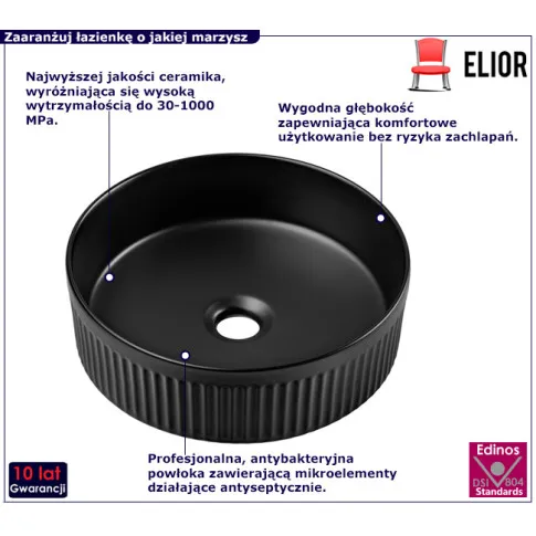 Czrana nowoczesna umywalka Vetrisa