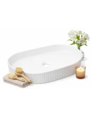 Biała owalna ceramiczna umywalka - Nifo 3X w sklepie Edinos.pl