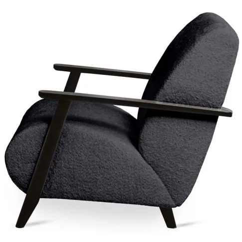 Czarny fotel z drewnianymi podłokietnikami Kadion 4X