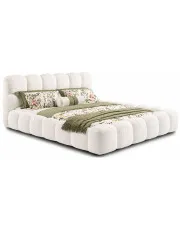 Łóżko z zagłówkiem tapicerowane tkaniną boucle - Welles 3X 3 rozmiary w sklepie Edinos.pl