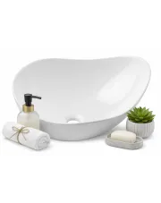 Biała umywalka ceramiczna o nieregularnym kształcie - Belto w sklepie Edinos.pl