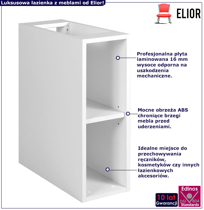 Biała szafka łazienkowa z 20 cm Aploni 3X