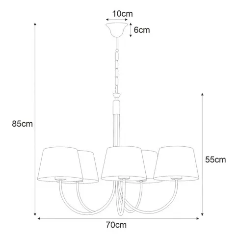 Rysunek z wymiarami żyrandola A799-Enax