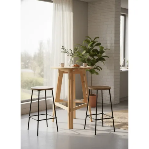 Składany okrągły stolik z drewna jodłowego – Rigala