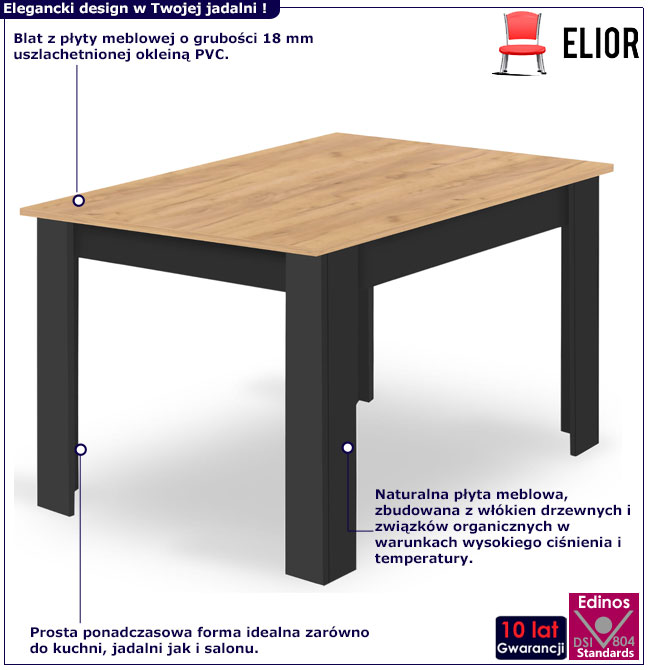 Skandynawski stół do jadalni Silio 4X dąb artisan + czarny