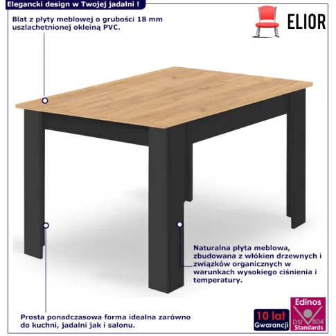 Stół do jadalni Wezen 4X dąb artisan + czarny