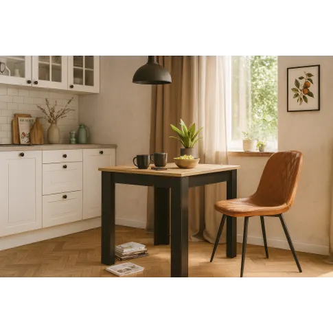 Kwadratowy stół 80x80 dąb artisan   czarny   Silio 3X