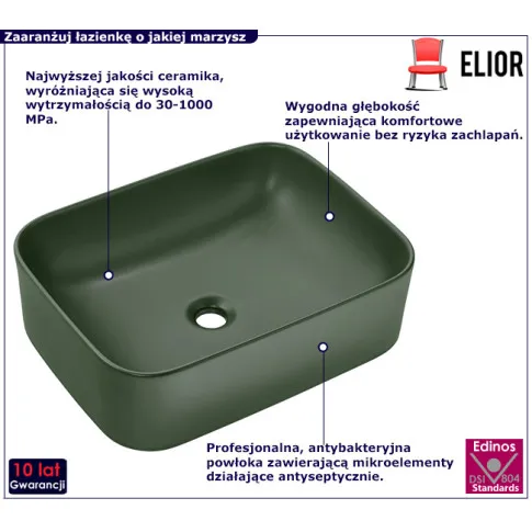 Zielona umywalka ceramiczna Zelfio