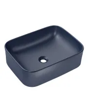 Granatowa ceramiczna umywalka nablatowa - Zelfio 50 cm w sklepie Edinos.pl