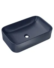 Granatowa ceramiczna umywalka nablatowa - Zelfio 60 cm w sklepie Edinos.pl