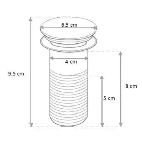 wymiary korka do umywalki Tocx